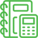 bookkeeping icon with notebook and calculator 