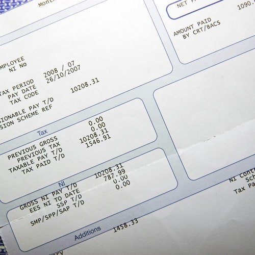 photo of a printed paycheck